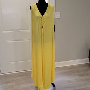 New York & Company Yellow Sleeveless Jumpsuit